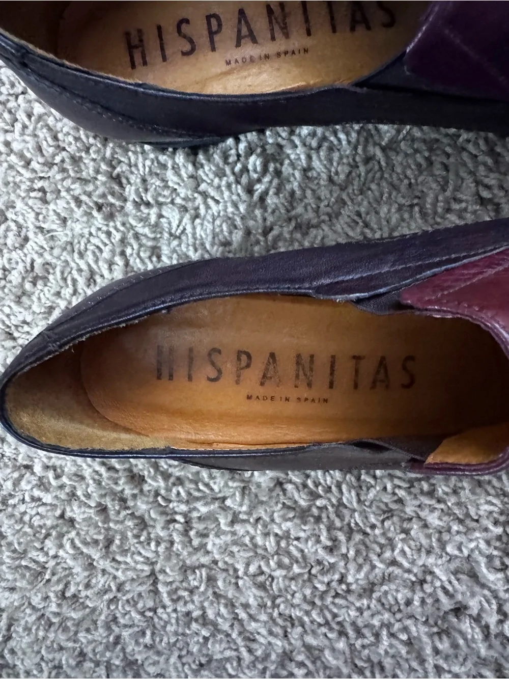 Hispanitas Women's Burgundy Leather Slip-On Loafers